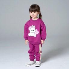 KIDSCOMO 女童款兔子刷毛長袖長褲套裝