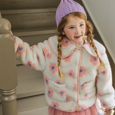 HEJMINI 女童款甜美花朵毛外套