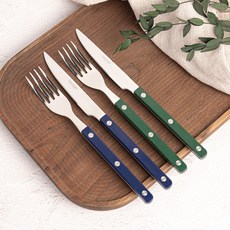 TINNY BLANC Reve 雙人西餐餐具組, 1套, 餐叉 2p + 餐刀 2p, 綠色, 海軍藍
