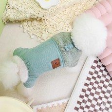 Coco studio 寵物燈芯絨拼接內刷毛多功能胸背連身衣, 綠色, 1件