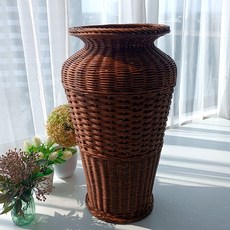 MAISONINDAHRATTANSHOP 高級藤製室內裝飾花瓶 藤編籃 N036H, 棕色, 1個