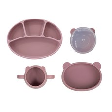 BLUE MAMA 兒童餐盤4件組, 粉色