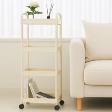 Borelli 移動式收納推車, 象牙白, 4層