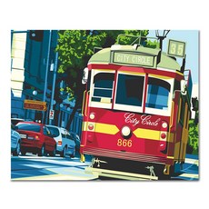 ADICO DIY彩繪 歐風紅色電車 PH35 50 x 40 cm, 混合色, 1個