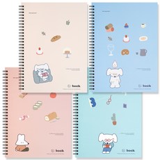 moong9 Bobba sensitive系列4款空白筆記本組, 1組, 象牙白+粉色+藍色+薄荷綠