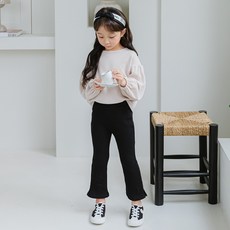 Lala Amang 女童款微開叉羅紋喇叭長褲