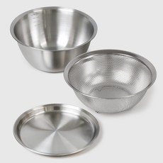 Reborn.J 3合1 304不鏽鋼攪拌盆 3件組 2100ml, 1套, 攪拌盆 + 瀝水籃 + 托盤