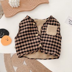 BEBENIZ 孩童格紋口袋內刷毛背心