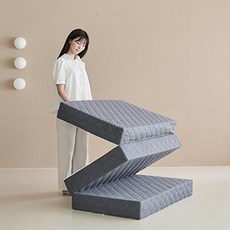 Homjobs 三折式床墊薄墊, 8cm, 炭灰色