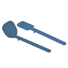 Reborn.J 不沾桌面矽膠廚具2件組, 海軍藍, 湯勺 + 刮刀, 1套