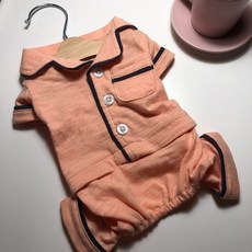 까니쉬 강아지 무지 올인원 파자마, 피치, 1개