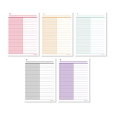 Pandamong 105 x 145 mm 厚雙面便簽字本套組, 灰色，紫色，橙色，紅色，薄荷, 1套