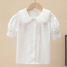 EYOUMONG 鏤空蕾絲刺繡泡泡袖襯衫 E6H230