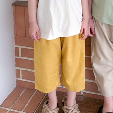 아도르베베 아동용 통기성 워싱 린넨 팡팡 8부 배기 팬츠