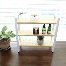 TREESTORE 鐵製迷你層架, 原木 + 框架(白色), 3層