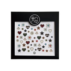 onnu 格紋愛心美甲藝術貼紙, 混合色, 1組