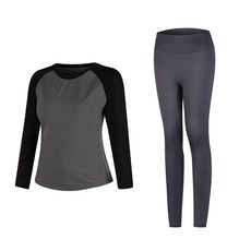 Naya Style 女性瑜珈服長袖上衣 + 內搭褲套裝 0136