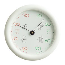 FLaITO 四季圓形溫濕度計 22.5cm, 白色的, 1個