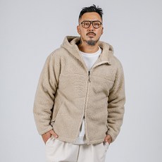FiveXL 男士大尺碼重磅柔軟羊羔絨連帽外套
