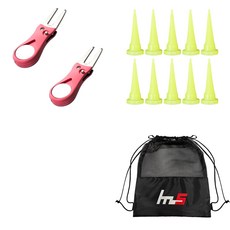 NAYASTYLE 高爾夫果嶺叉修復器 GFYP-38-3 2入 + HDPE 高爾夫短球梯 163-3PU 10入 + 收納袋套組, 混合顏色