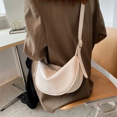 女士基本款半月形斜挎包, 象牙