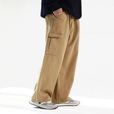 Cramp 男性寬版大口袋鬆緊帶刷毛工作褲