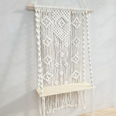 KKAKU VINTAGE 復古 Elisa Macramé 壁架, 象牙+木頭
