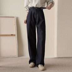 andstyle 女用短版/長版 Heater Jean 第8彈 加絨不易褪色雙褶寬版丹寧褲 265018