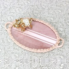 高腳粉紅玫瑰裝飾托盤 復古 kkjj148, 混色