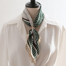 BABISOO 橫紋&格紋方型圍巾+圍巾扣環