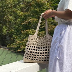Yarna DIY針織手提包組, 1套, 702淺米色（白色），隨機發貨（鉤針）
