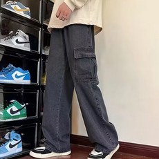 Goodif 男性美式復古直筒寬版工裝褲