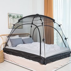 DDASUMI TENT Mosquito 帳篷型床用蚊帳布, 黑色