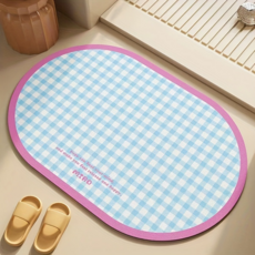 캐시리치 체크 욕실 타원형 빠른건조 규조토 발매트 50 x 80 cm, 타입4, 1개