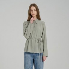 에이비에프지 여성용 카라넥 벨티드 베이직 블라우스 AFZ5QB31