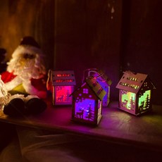 Lovely Farm 小巧漂亮又實用的聖誕裝飾品木屋氣氛燈, 4個, 混合色