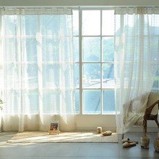 Heim&Heim Como 蕾絲窗簾 掛鉤式 2片 + 綁帶 2條組, 米色