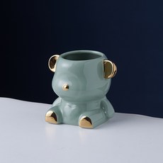 Mondspot 甜點迷你叉子陶瓷小熊餐具筒 YY57438, 薄荷綠, 1個