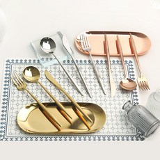 蒙布朗皇家鑽石3人份西式餐具組, 1套, 主餐刀 3入 + 主餐匙 3入 + 主餐叉 3入, 銀色, 金色, 玫瑰金色