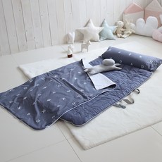 兒童夏日涼爽棉質一體式睡袋組, 美術課款 深灰色