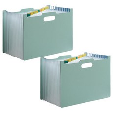 辦公室寬度可調節13格收納A4文件 橫向, 綠色, 2個