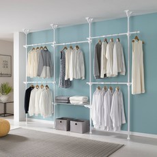 이지온 튼튼한 고정식 무타공 시스템 드레스룸 선반 옷걸이 6단 행거 EO-406W