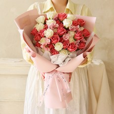 센트바스켓 비누꽃 자이언트 50송이 장미 꽃다발, 퍼플, 1개