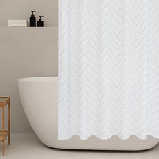 GOOD USE 人字紋PEVA防水浴室浴簾, 白色, 1個