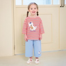 몰리멜리 아동용 비앙카 퍼피 스트라이프 7부 상하복 세트