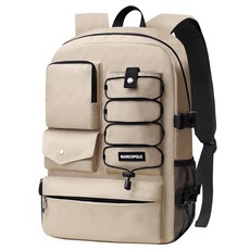 MARCO POLO 素色多口袋防水後背包 MP3251, 淺褐色