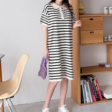 보리맘 단 카라 여름 미디 임산부 원피스 빅사이즈 임부복 R446