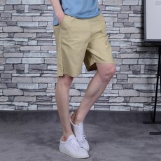 男士透氣L亞麻鬆緊腰帶五分短褲