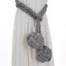 繩子窗簾束帶 2入+鈴鐺 2個, 灰色的, 1套