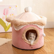 딩동펫 반려동물 아이스크림 벨벳 숨숨 하우스, 핑크, 1개